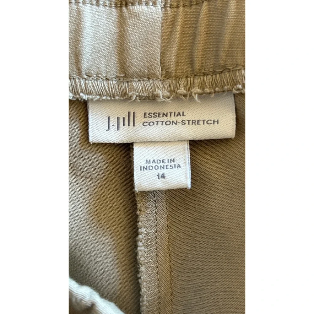 J. Jill Career Pants Sz 14 Tan Essential Cotton-Stretch Side Zip Khaki